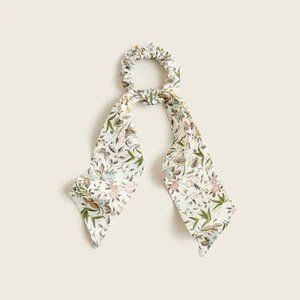 J Crew Liberty London Twilly Scrunchie - White Multi Floral & Butterfly Ivory